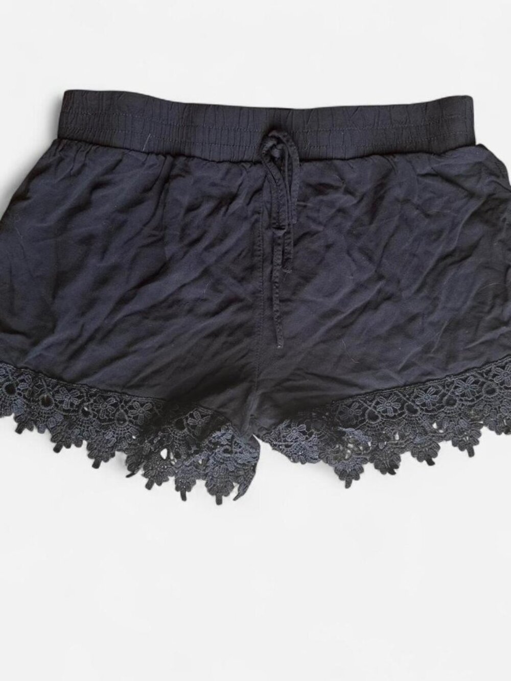 Black lace shorts with elastic waistband